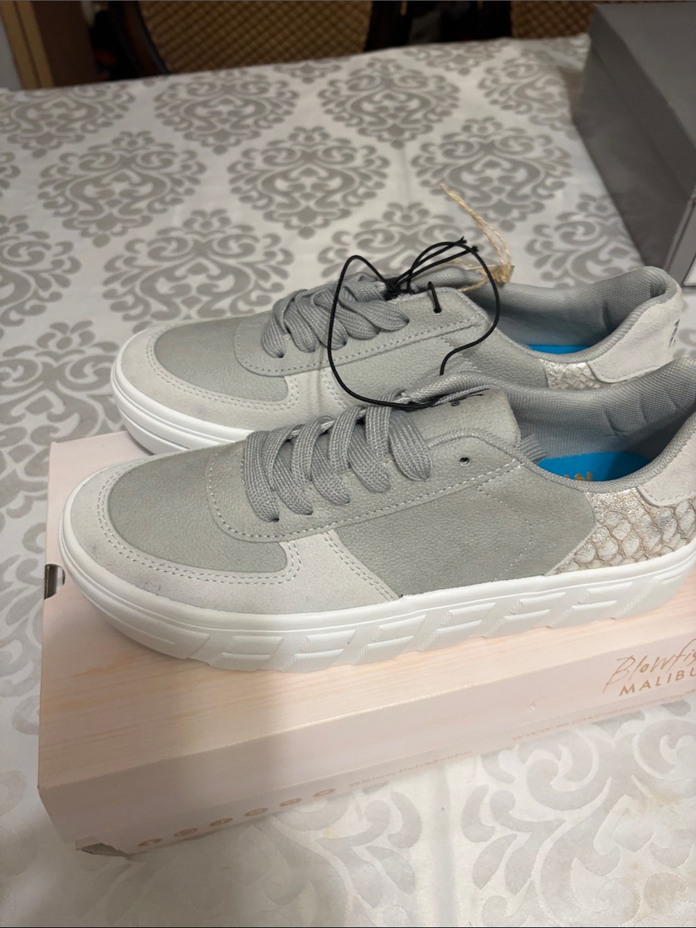 Women's Light Gray Wedge Sneakers - Casual Platform Comfort